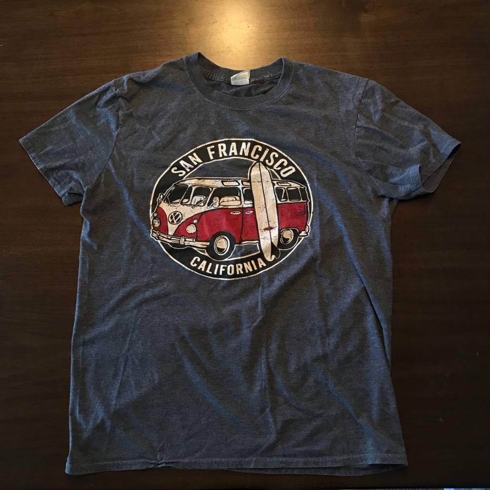 San Francisco VW bus navy blue graphic T-shirt